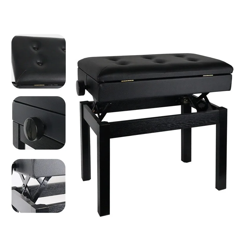 Hydraulic lift piano stool single with bookcase adult practice chair thickened sponge