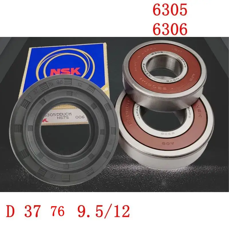 For LG drum washing machine Water seal(D37*76*9.5*12)+bearings 2 PCs(6305 6306)Oil seal Sealing ring New accessories