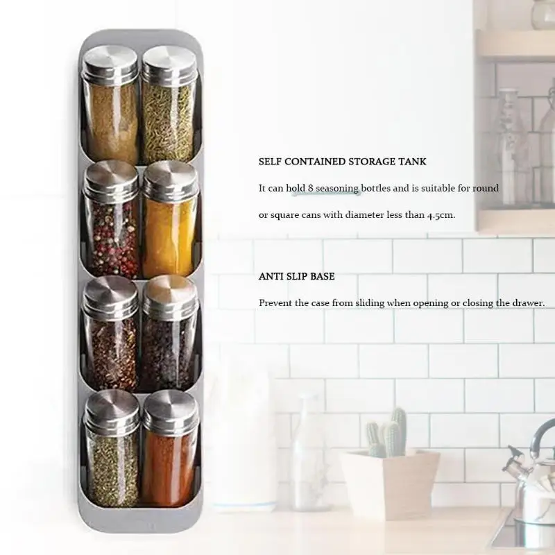 Spice Storage Rack for Kitchen Sauce Bottle Holder Seasoning Condiment Tank Cabinet Drawer Organizer for Cosina Spice Jar 8 Grid