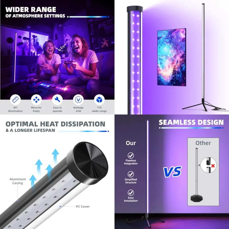 LED Black Light Bar, Perfect for Party, Halloween T10 Vertical Standing UV Blacklight Fixture, 42W, 385-400nm, Height with On/O