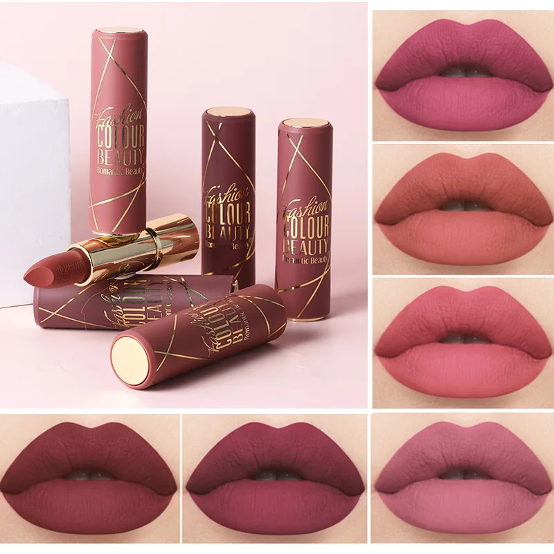 12 Colors Velvet Matte Lipstick Transfer Proof Long Lasting Waterproof Formula Low Saturation for Everyday Natural Makeup Look