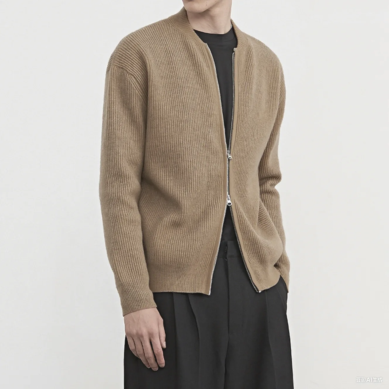 

2026 New Sweater Knitted Sweater Jacket Men's Cardigan Jacket Warm Slim Business Solid Color
