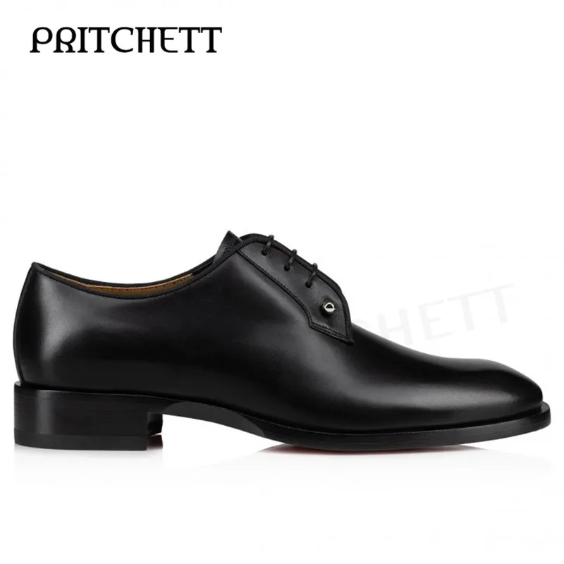 Grosgrain-Trimmed Embellished Leather Derby Shoes Black Lace-Up High Quality Gentleman Leather Shoes Casual Business Men's Shoes