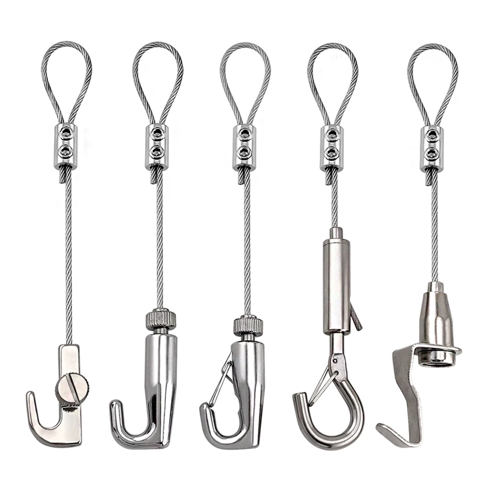 2mm PVC Coated Stainless Steel Wire Rope Adjustable Kit Wire Rope Hardware Multiple Hooks Optional Billboard Hanging