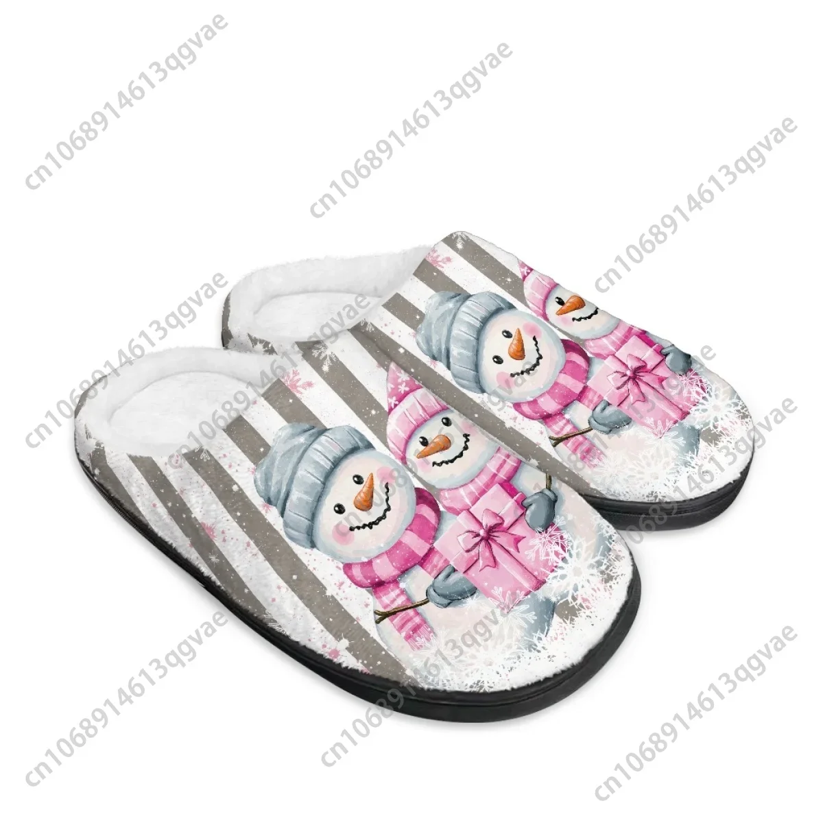 Chaussons en coton en peluche Merry Christmas pour hommes et femmes, chat noir mignon, rouge, antarctique, maison, adolescent, chambre à coucher, garder au chaud, personnalisé