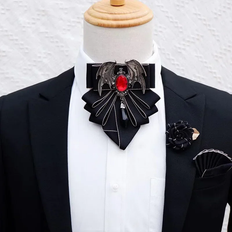 Men's Bow Tie Brooch Set British Korean Formal Wear Dress Shirt Collar Flowers Wings Rhinestone Bow-tie Pocket Towel Brooches