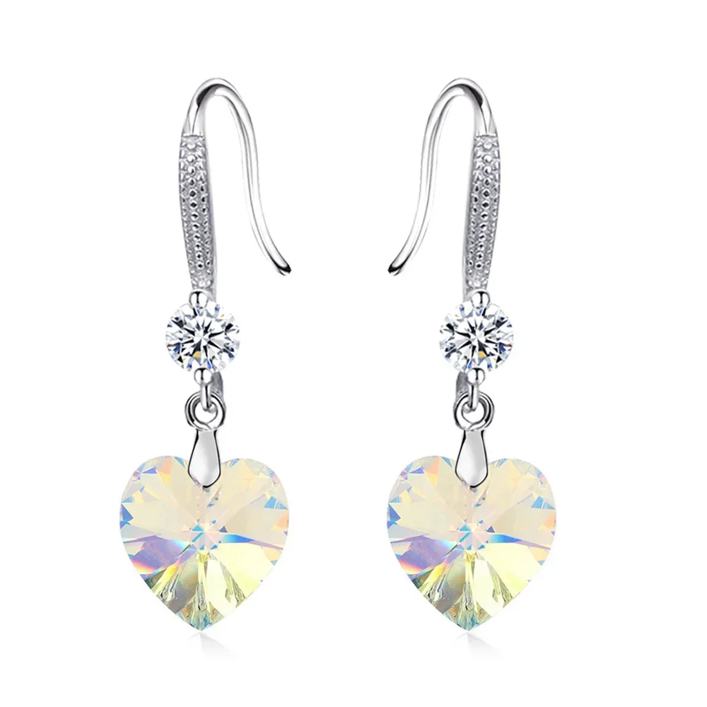 Andara S925 Sterling Silver Yellow Heart Zircon Luxury Stud Earrings For Women Elegant Jewelry Wholesale 2024 Trend Jewellery