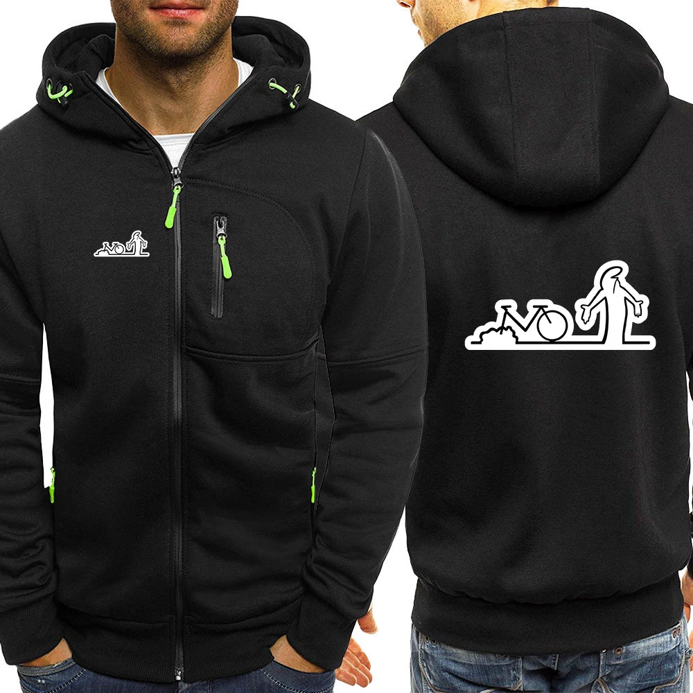 

2025 Spring And Autumn New Men's Funny La Linea Bike Amazing Print Three-Color Zipper Cotton Hoodies Leisure Harajuku Coat