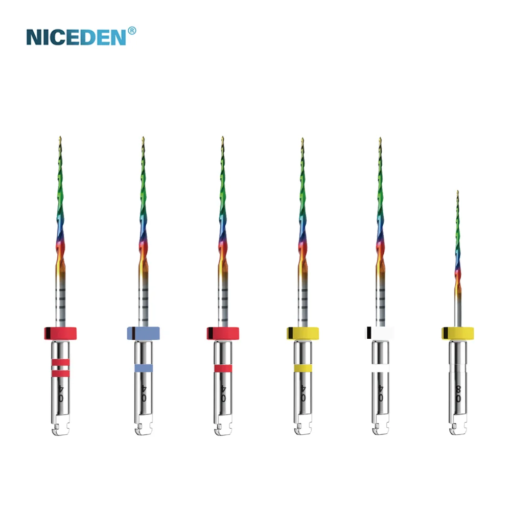 

Niceden Dental Tools Rotary Rainbow Niti File 5 pcs box High Quality Dental Heat Activated Root Canal File