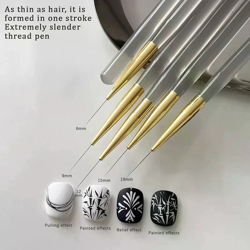 ปากกาเพ้นท์เล็บอะคริลิค 5 ชิ้น ด้ามจับอย่างดี สำหรับเพ้นท์ลายเส้นเล็กๆ วาดลายเส้น ลายดอกไม้ ใช้กับเจลยูวี