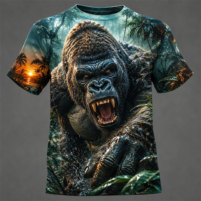 Fashion Cool Animal Wolf Tiger Men's T Shirt Short Sleeve T Shirt 3D Print O-Neck Shirt Exaggerated Designer Harajuku Men Tshirt