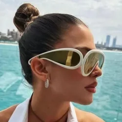 Irregular Large Frame Sunglasses Conjoined Sunglasses UV400 Neutral Glasses Outdoor Personalized Large Frame Glasses for Women