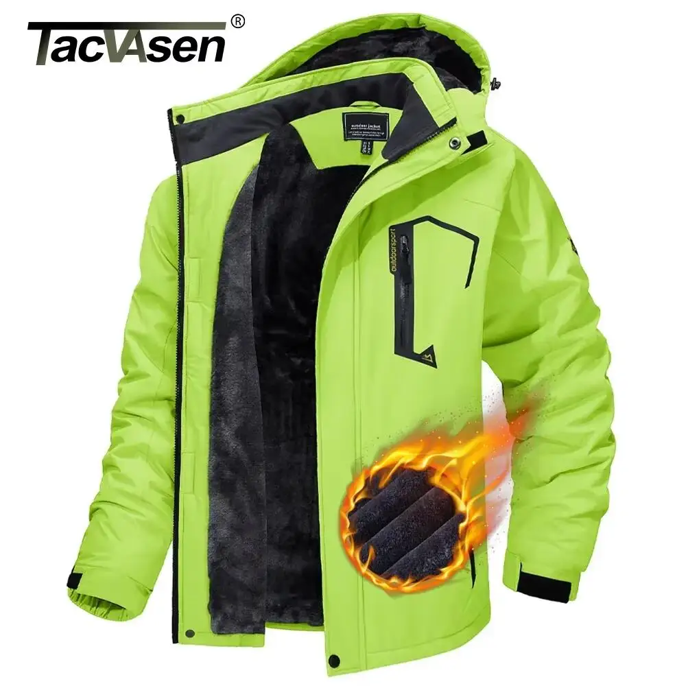 TACVASEN Fleece Futter Berg Jacken Mens Wandern Jacken Outdoor Abnehmbare Kapuze Mäntel Ski Snowboard Parka Winter Outwear