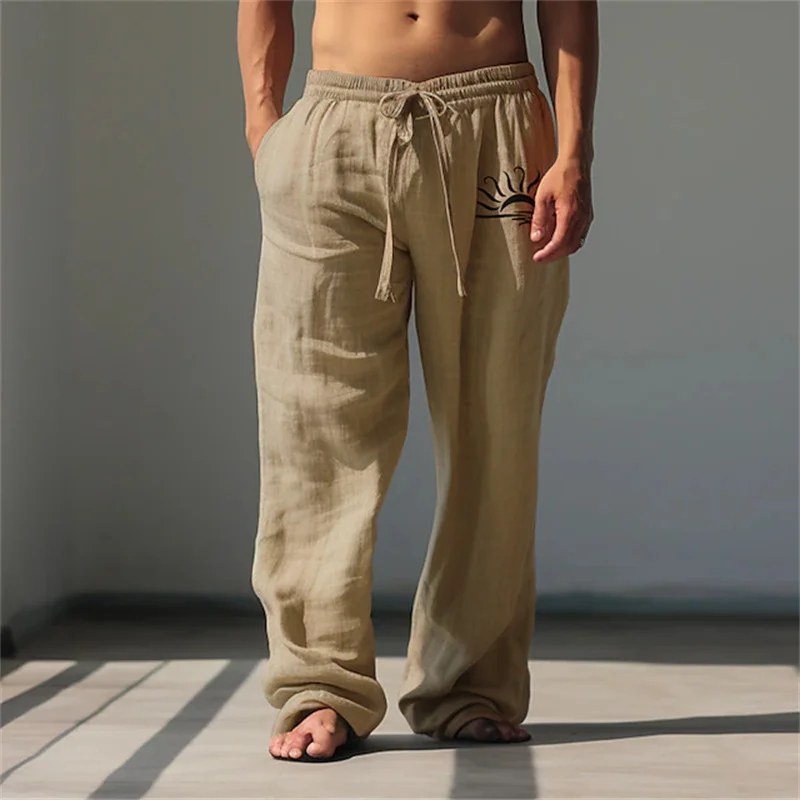 

Summer Men's Premium Trousers Stylish Plus-Size High-Quality Casual Wide-Leg Pants Drawstring Design Men's Straight-Leg Pants