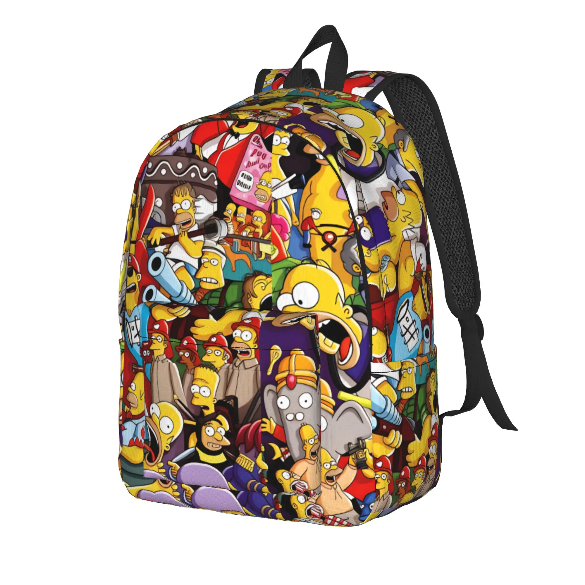 S-Simpsons All Characters Collage Backpack  Daily Backpacks Women Designer Print High School Bags Pretty Rucksack