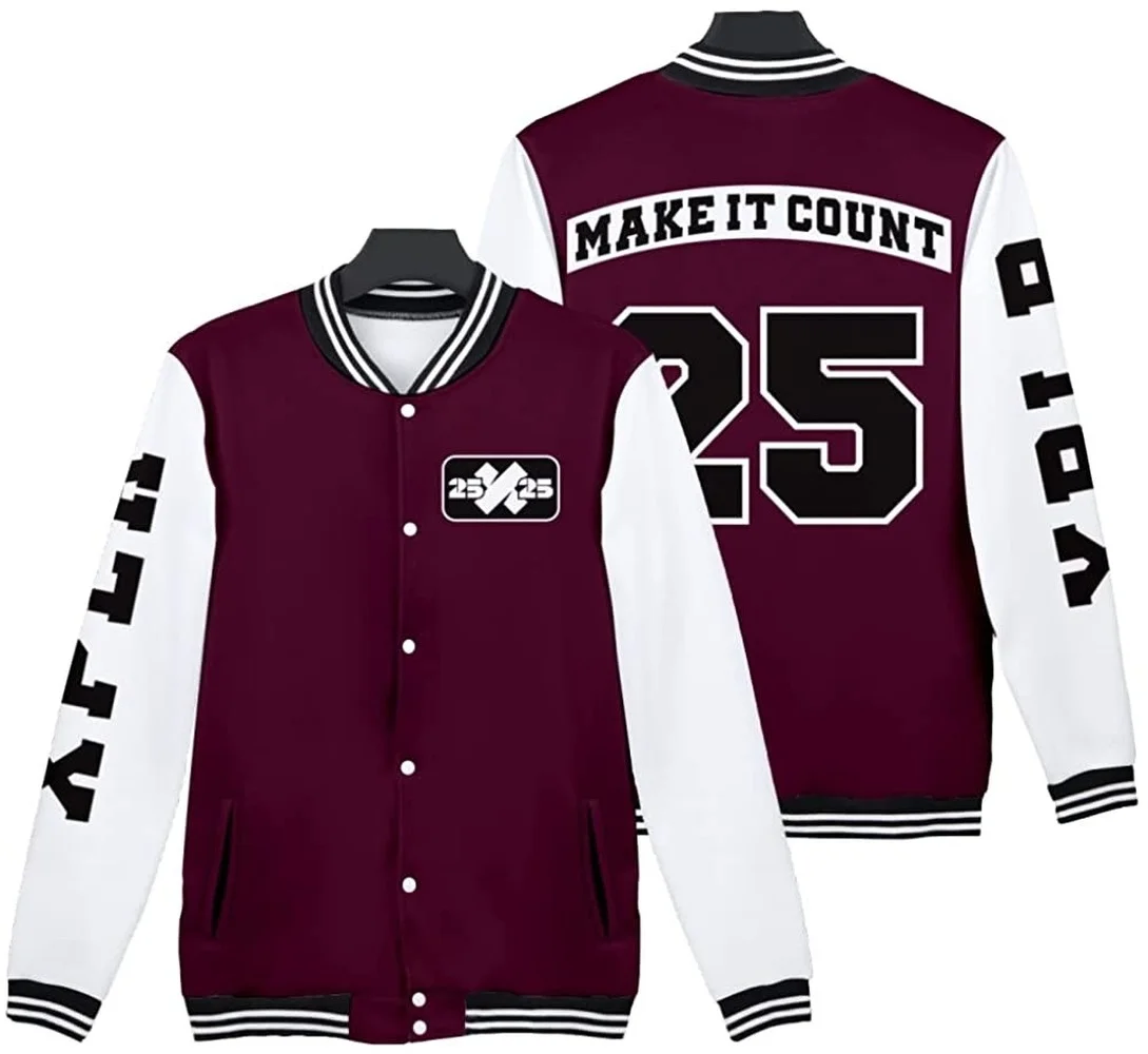 XPLR Maroon Letterman Jackets Merch Print Buttons Jackets Sam and Colby Tracksuits Men Women's Sweatshirt 3D Plus Size