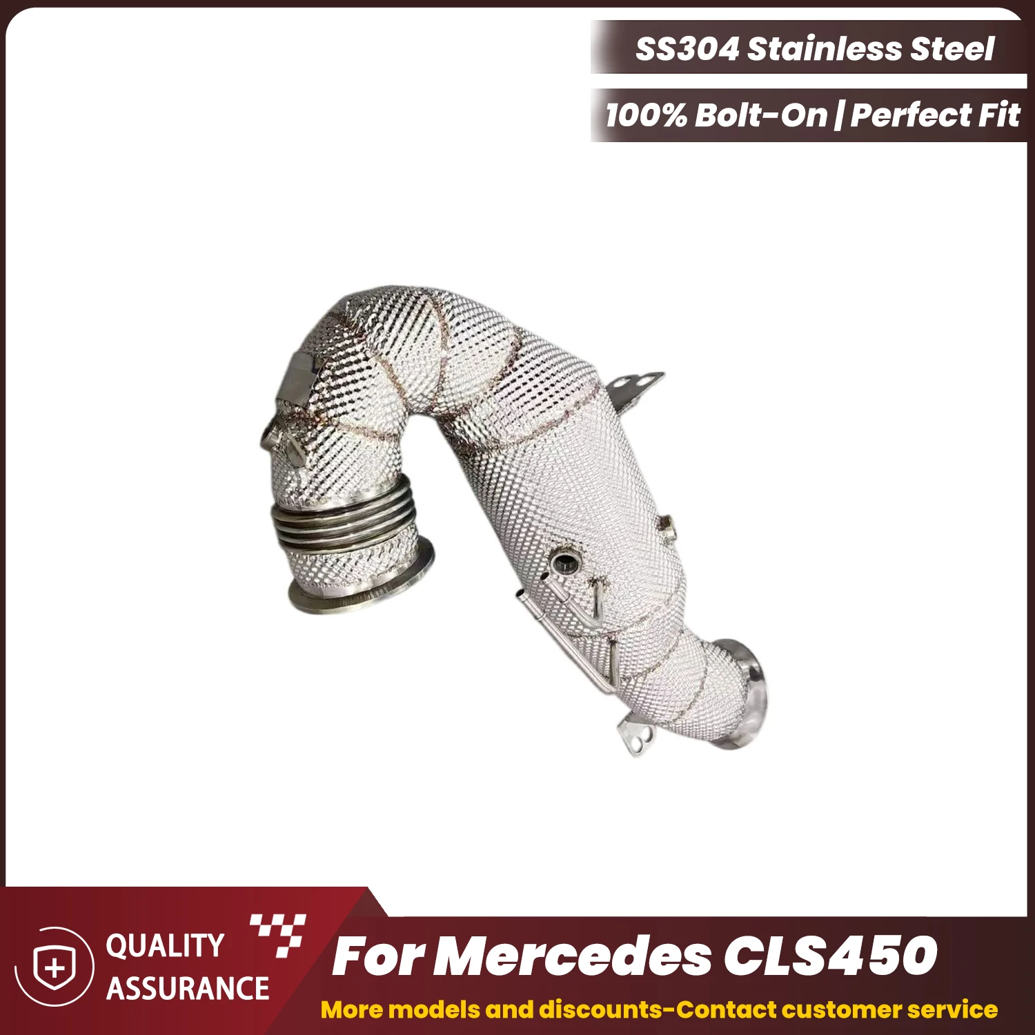 

Track-Inspired ECCF Downpipe With Heat Shield For Mercedes CLS450 Plug & Play No Tuning Warranty Safe