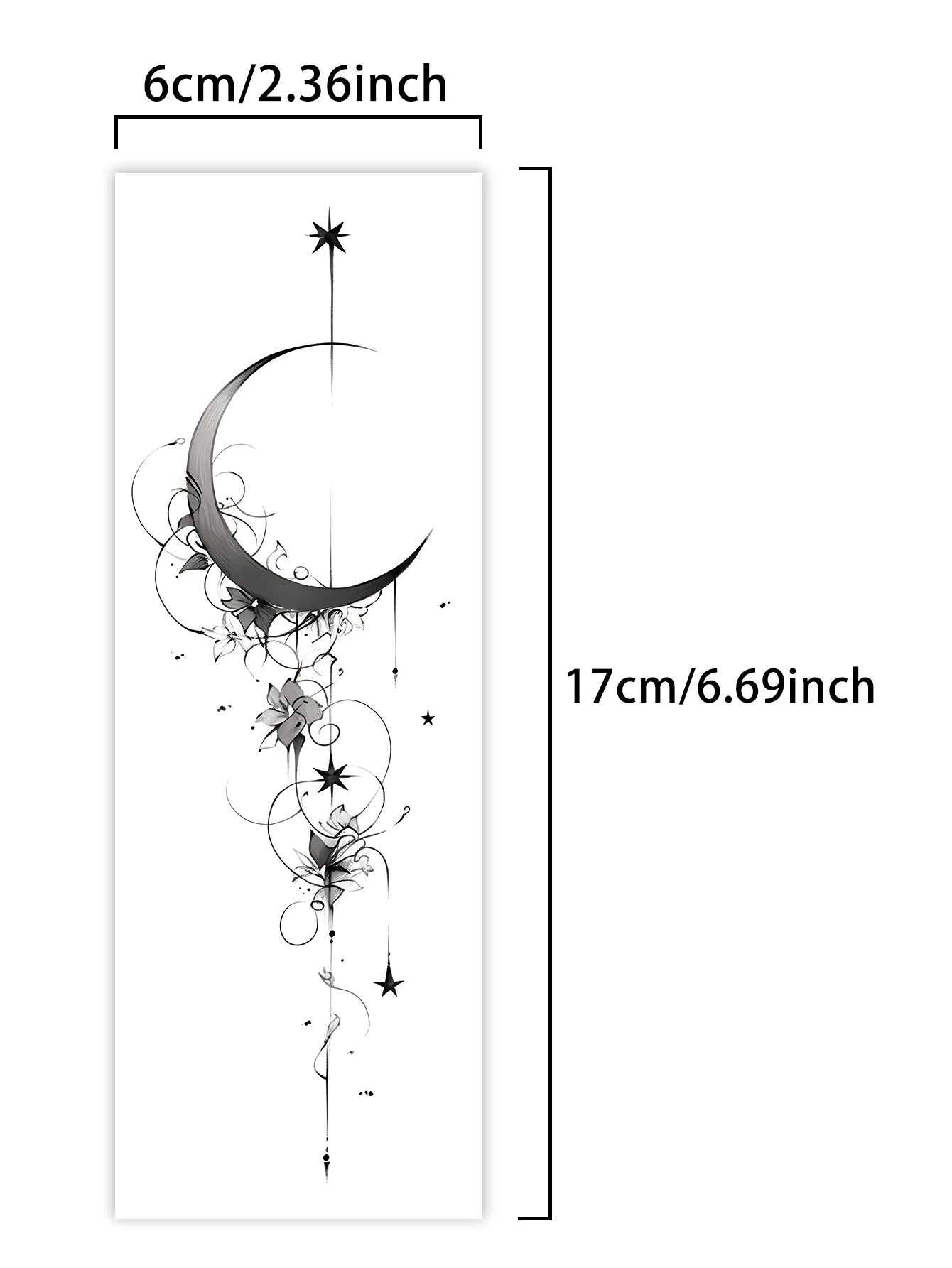 달 척추 등 방수 임시 문신 스티커, 현실적인 반영구 가짜 문신, 1-2 주 지속