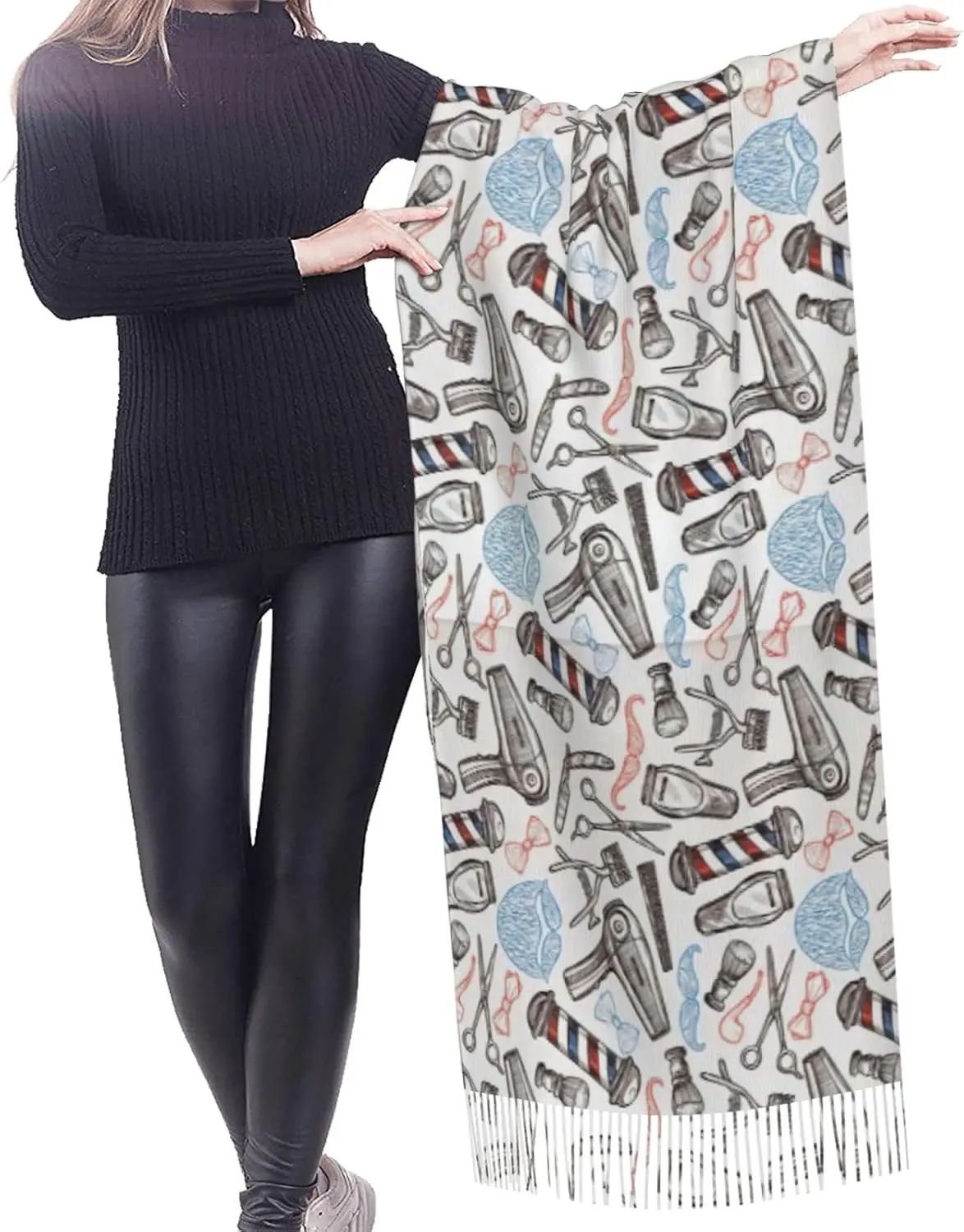 Gezellige zachte mooie zeesterprint kwastjes sjaal kasjmier grote deken sjaal sjaal voor dames herfst winter