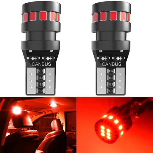 2x rojo T10 W5W Super brillante 2015 luces LED de estacionamiento de coche WR5W bombillas laterales de giro de cuña automática Canbus lámparas de techo de lectura Interior 12V
