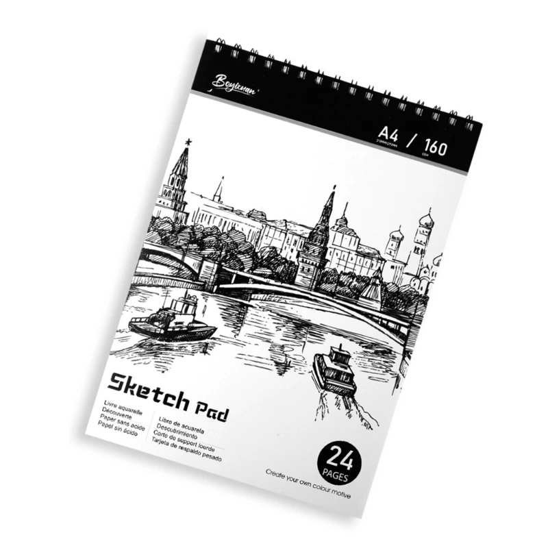 دفتر رسم مزدوج ملفوف مكون من 24 صفحة لوحة رسم ورقية محمولة للفنانين #3