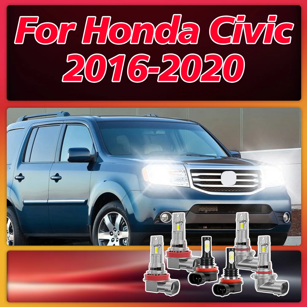 

2/6x Bulbs For Honda Civic 2016 2017 2018 2019 2020 Super Brightness High Low Beam 30000LM Headlights 6000K Fog Lamp