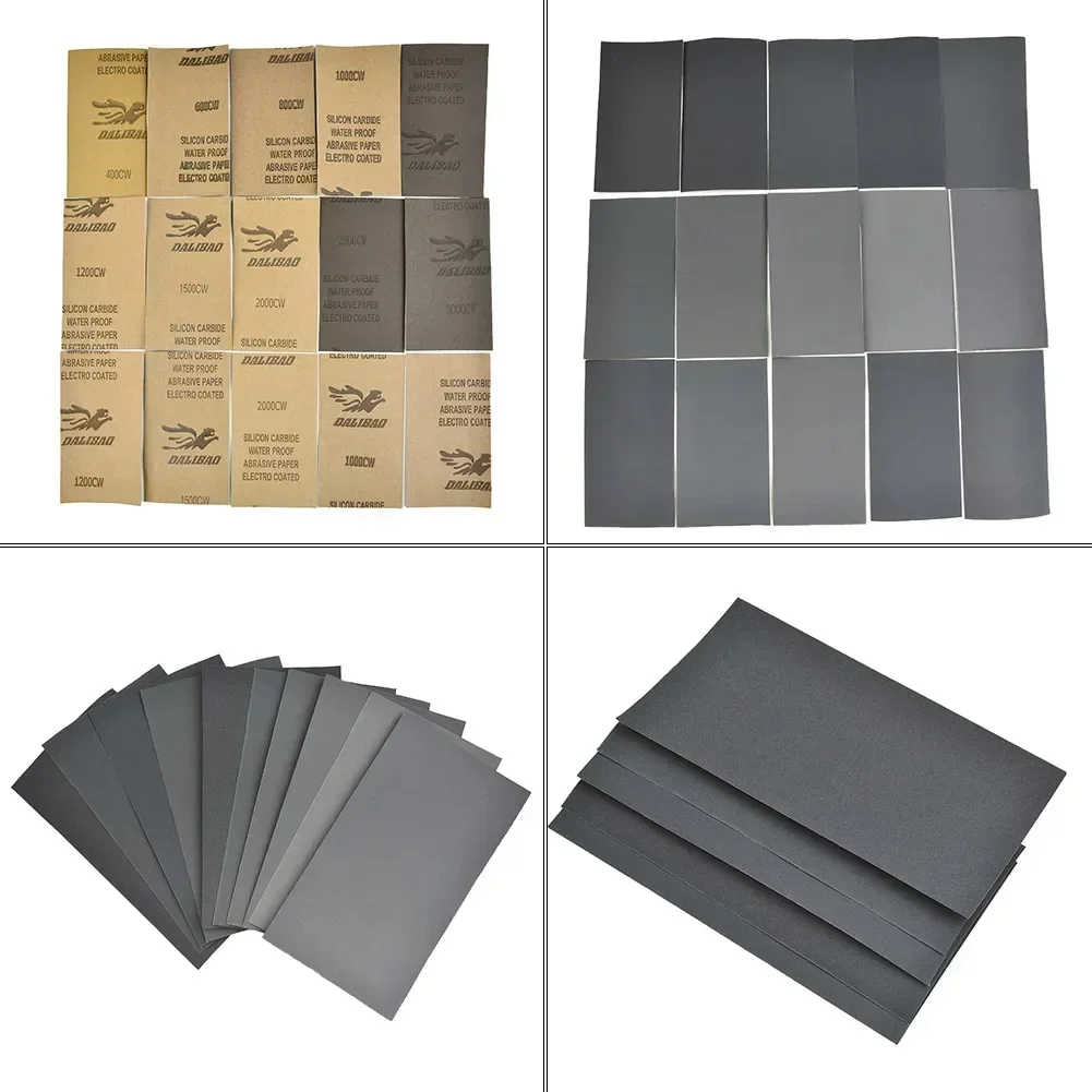 15PCS Wet & Dry Sandpaper Set – 400–3000 Grit Assorted Abrasive Sanding Sheets for Automotive Polishing & DIY Finishing 5