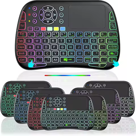 M9 BT&amp;2.4G Mini Wireless Keyboard 7 Backlit Type-C Voice IR Learning Air Mouse Remote Touchpad For Android TV Box PC