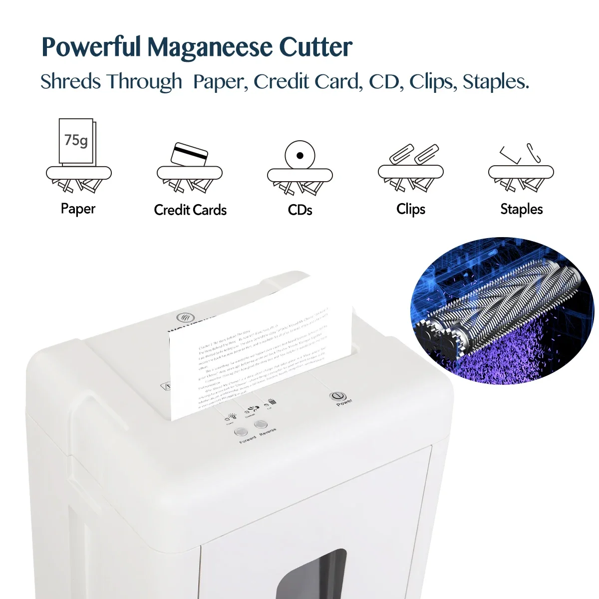 WOLVERINE 15-Sheet Super Micro Cut High Security Level P-5 Heavy Duty Shredder for Home Office White Manganese-Steel Cutter
