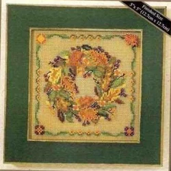 DIY needle MH 14-7205 Autumn Flower Wreath 23-23 Cross Stitch Set Counted Cross Stitch Kit 28ct 14ct 32ct Metallic aida