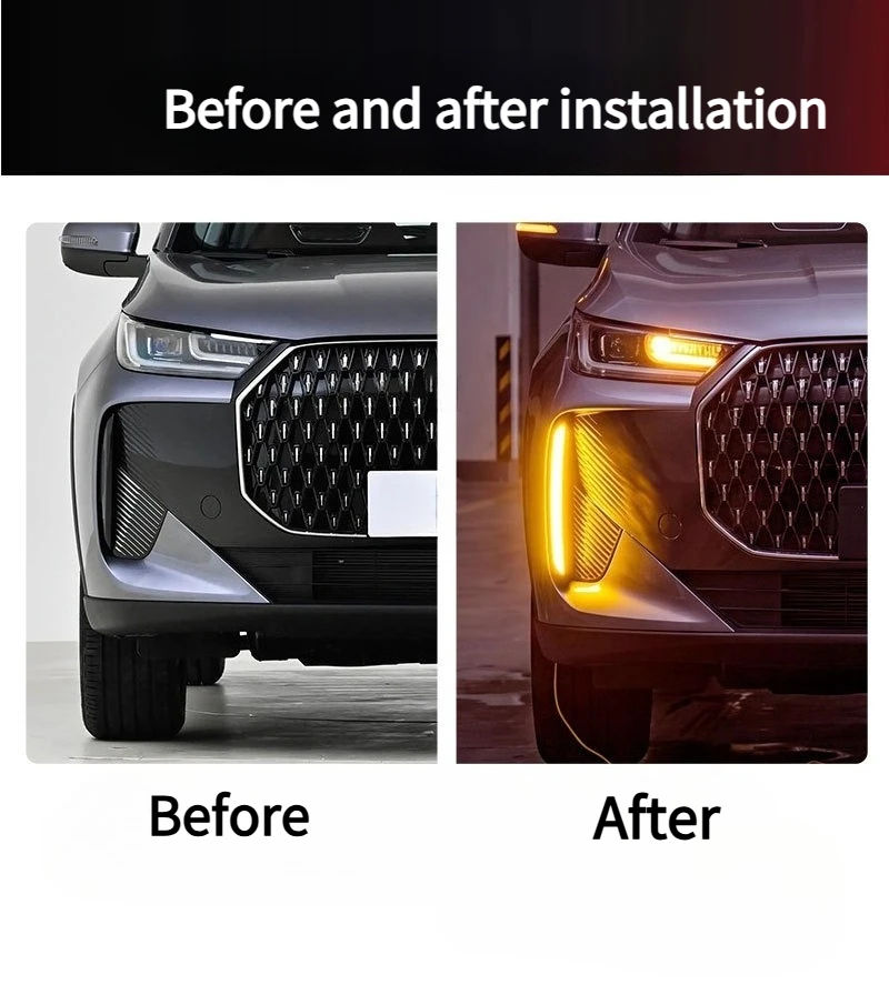 DRL For Chery Tiggo 7 Pro / EBRO S700 2025 2026 LED Daytime Running Lights Upgrade Turn Signal Front Fog Lights Modification