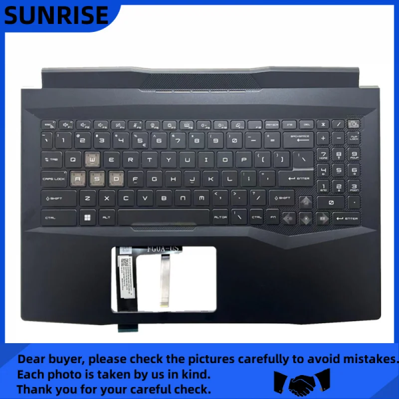 Ag+ For MSI Pulse 15 B13V Laptop Palmrest Cover With Colorful Backlight Keyboard