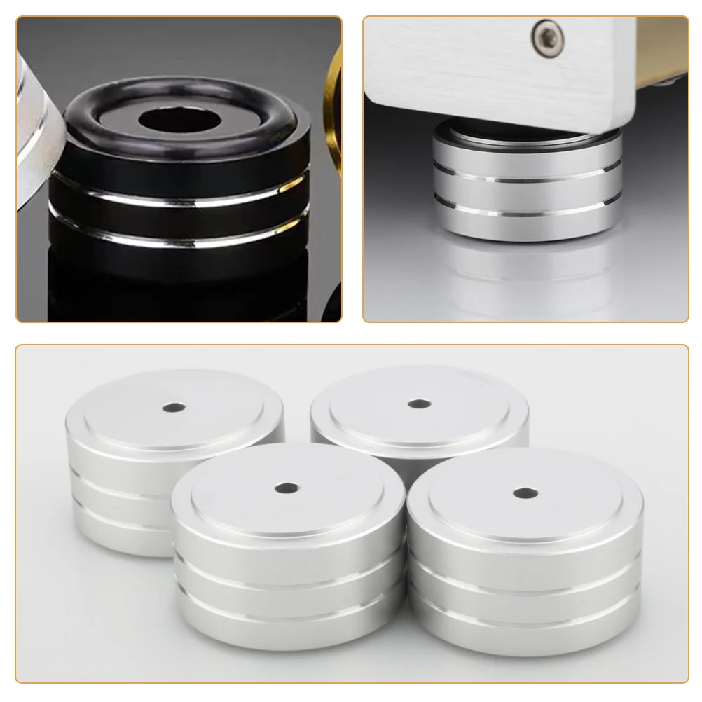 

4Pcs Speaker Feet Pads Aluminum Alloy Anti-Slip Isolation Feet for Amplifier Speakers Shock Absorption Vibration Dampening