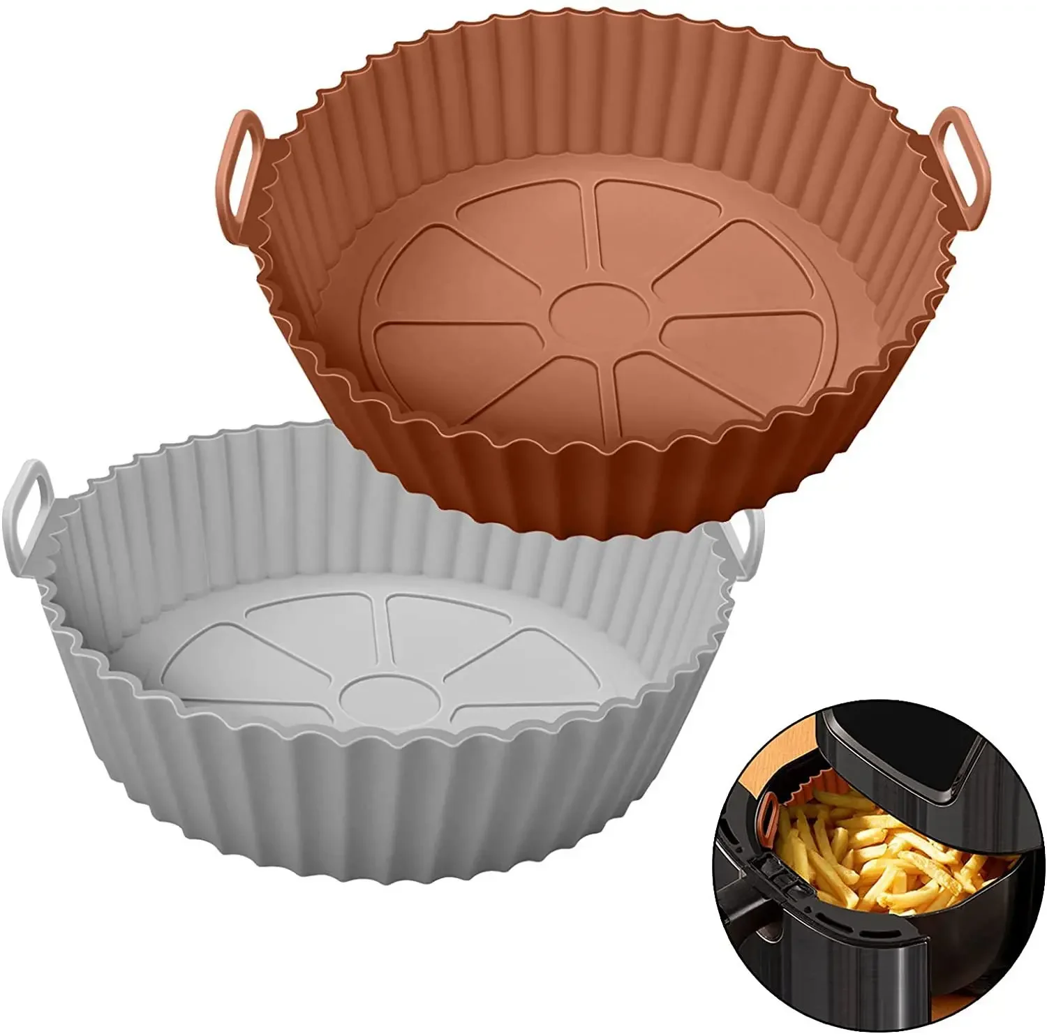 Air Fryer Silicone Basket Thicken Silicone Mold For Air Fryer Pot Oven Baking Tray Fried Chicken Pizza Air Fryer Accessories