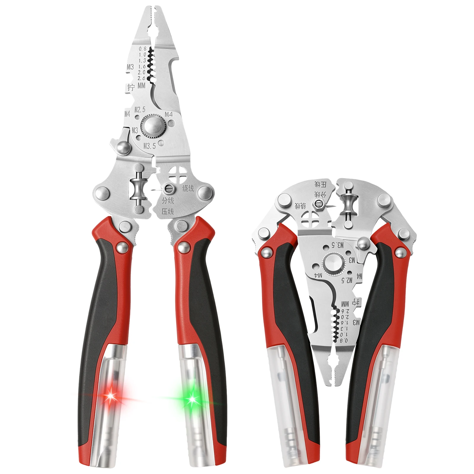 16 in 1 Folding Wire Stripping Pliers with 12-250V Voltage Tester Multifunctional Cable Stripping Cutting Crimping Twisting Tool