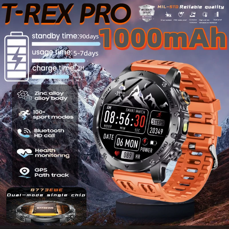 

2026 New GPS Outdoor Sports Smart Watch Men AMOLED Screen NFC Flashlight Heart rate Waterproof Bluetooth Call 1000mAh SmartWatc