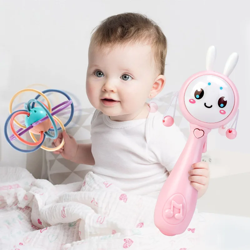 طفل الموسيقى عضاضة دمية شخشيخة للطفل 0-12 التعليم المحمول سرير أطفال جرس الوليد عربة سرير الرضع مصاصة الاجتياح المسيل للدموع #3