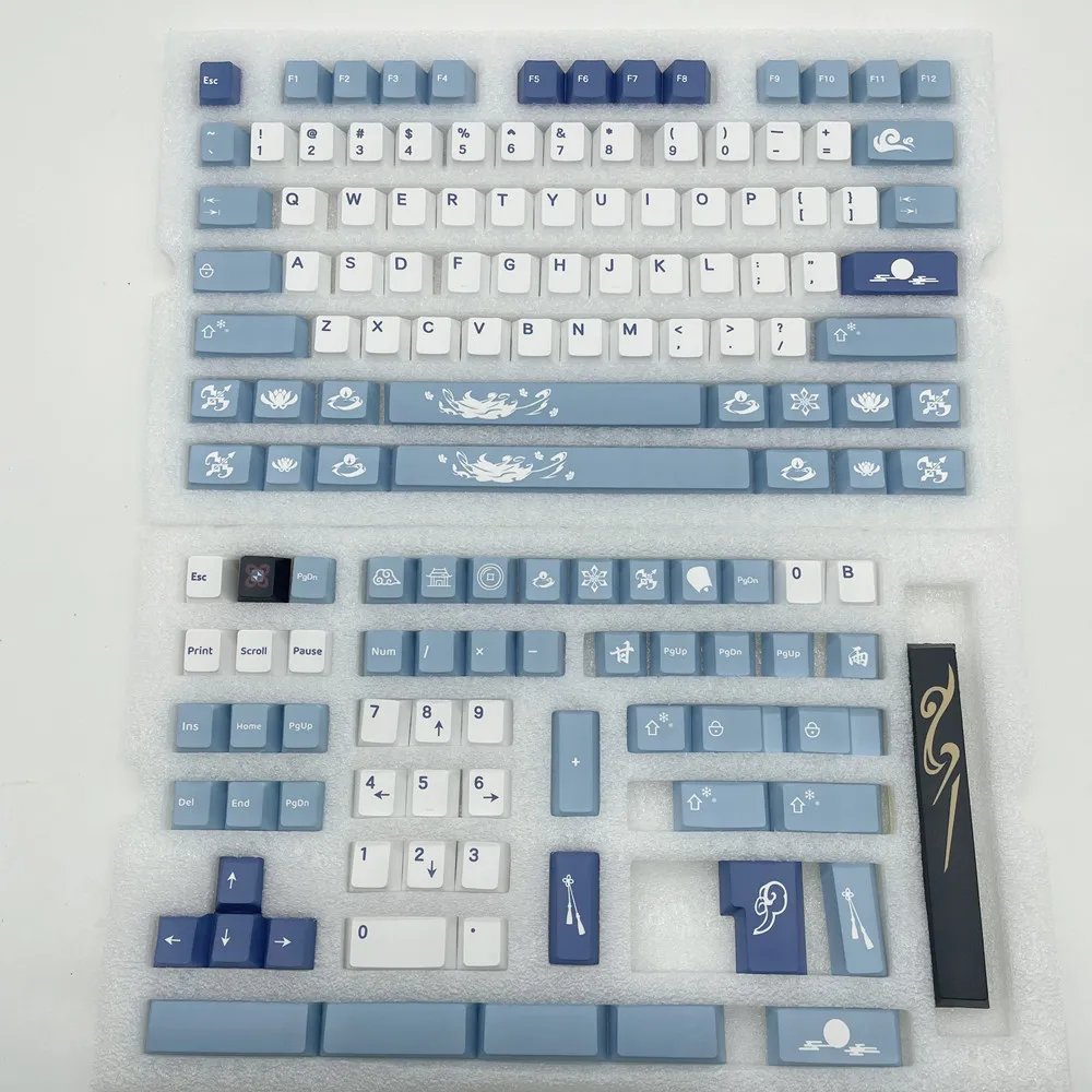 

PBT Keycap Sweet Rain Custom Design Blue White Cherry Profile DYE Subbed 140 Keys ISO Enter 2u 2.25u 2.75u 3u 6.25u 7u Spacebar