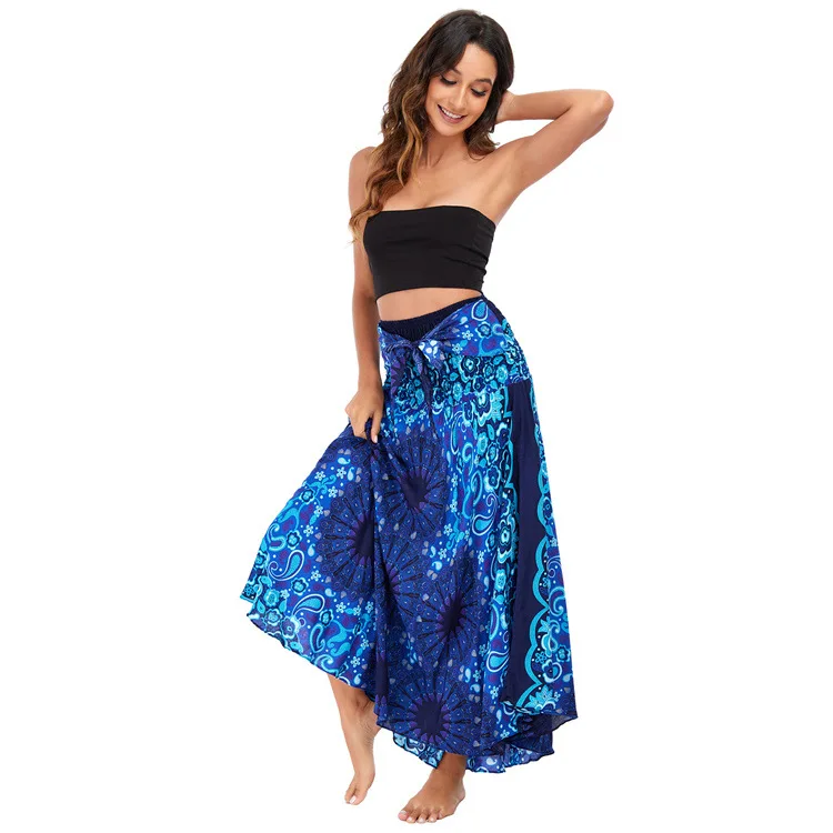 Maxi Boho Lange Röcke für Damen Bohemian Rock mit Blumenmuster Gypsy Boho Hippie Yoga Urlaub Strand – Detail 26