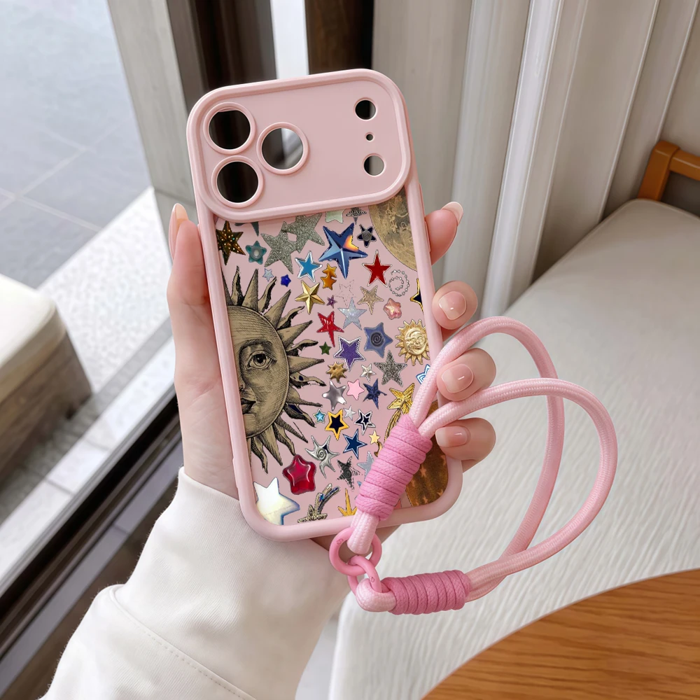 Handyhülle für Samsung Galaxy Note 20 S25 S26 Plus S24 FE S25 S24 Ultra A57 A07 5G Stern Mond Sonne Collage Lanyard Silikonhülle – Detail 8