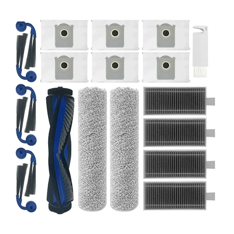 

Запасные части для робота-пылесоса Ecovacs Deebot X9 PRO Omni - комплект: основная и боковые щетки, фильтр, мешок для сбора пыли.