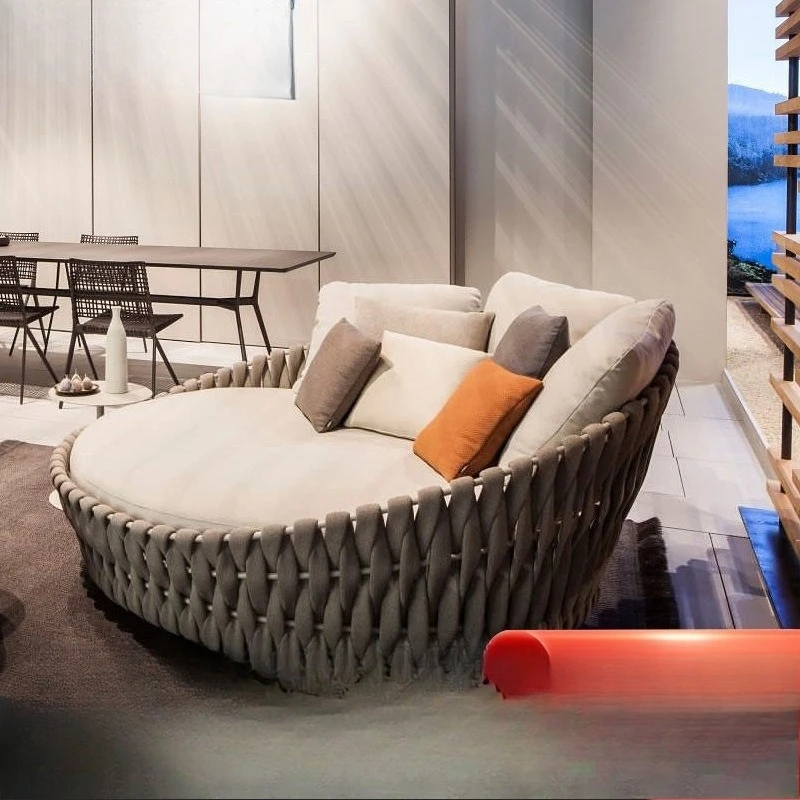 

Customizable Nordic Outdoor Round Double Rattan Garden Indoor and Outdoor Villa Scenic Furniture