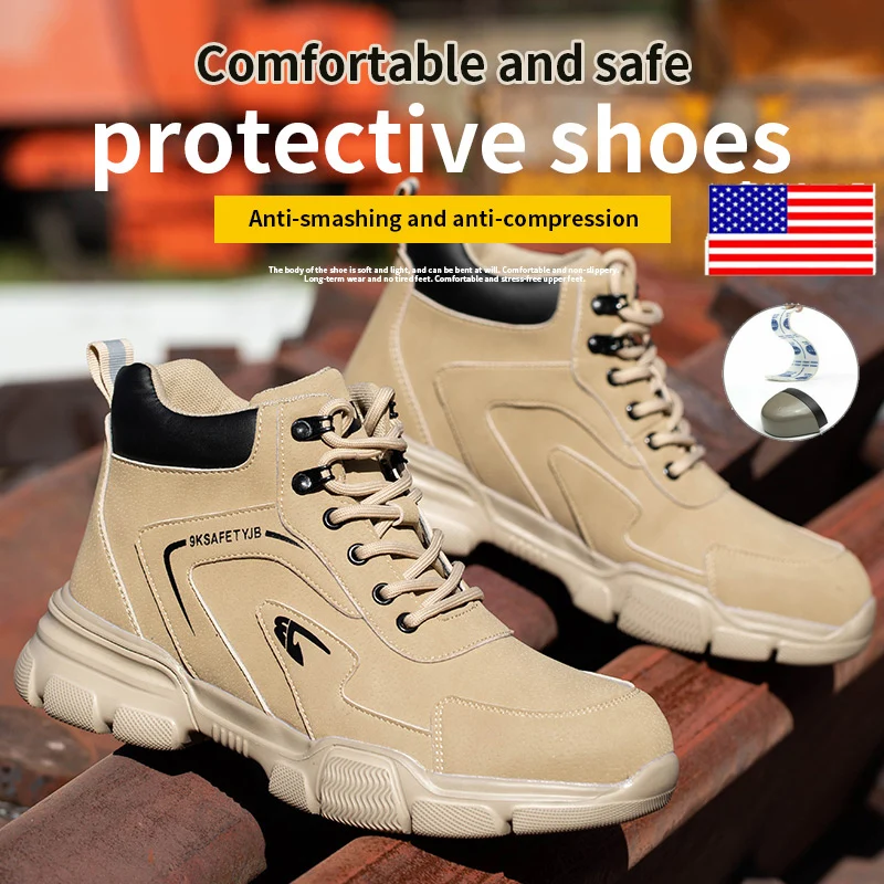 Light Breathable Men Work Safety Shoes Safety Boots Anti-smash Shoes Slip Resistant Sneakers