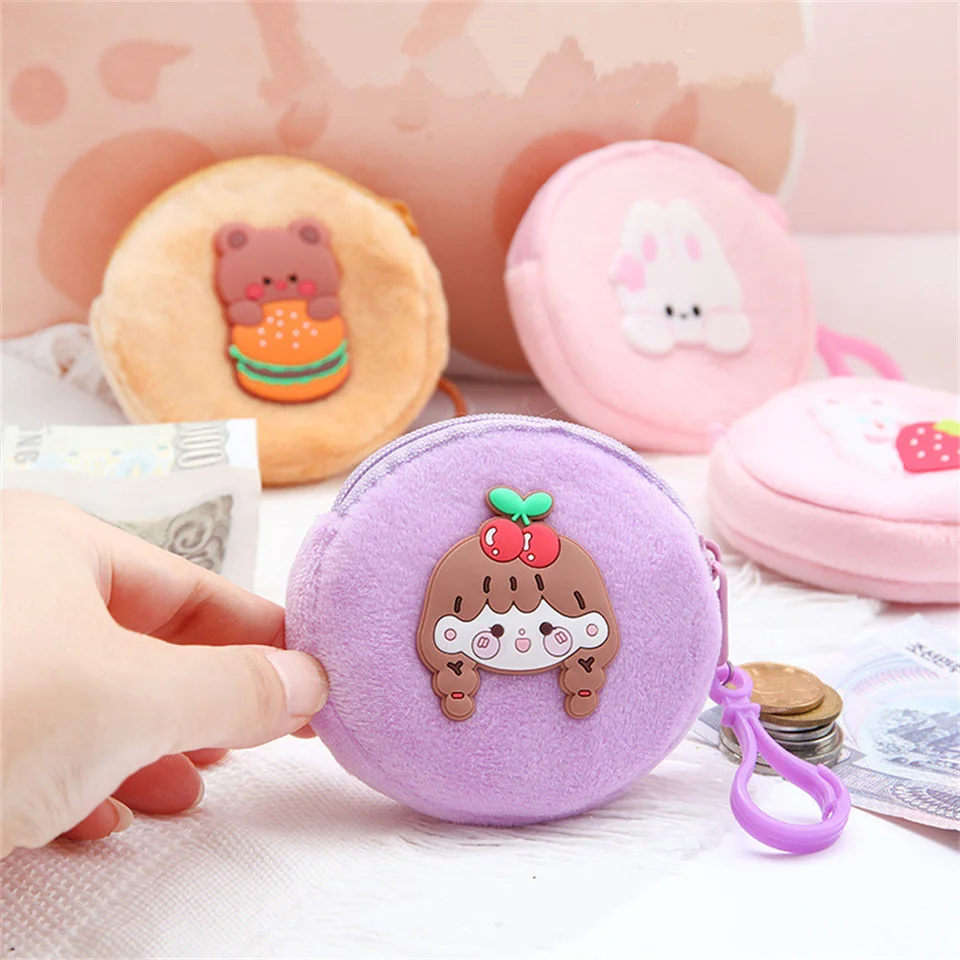 Cartoon Plush Coin Purse Girls Children Small Wallet Kid Zipper