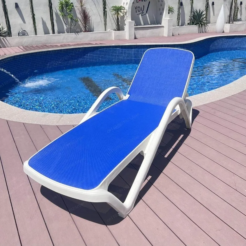 Outdoor Pool Beach Lounger, Adjustable Reclining Chair for Villa Hot Spring Hotel & Clubhouse