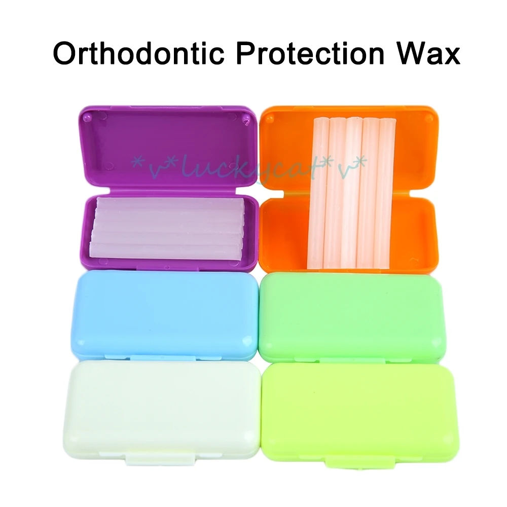 100 box/set Dental Ortho Wax profumo di frutta 6 bastoncini di cera per irritazione delle gengive colorate per ortodonzia prodotti per l\'igiene