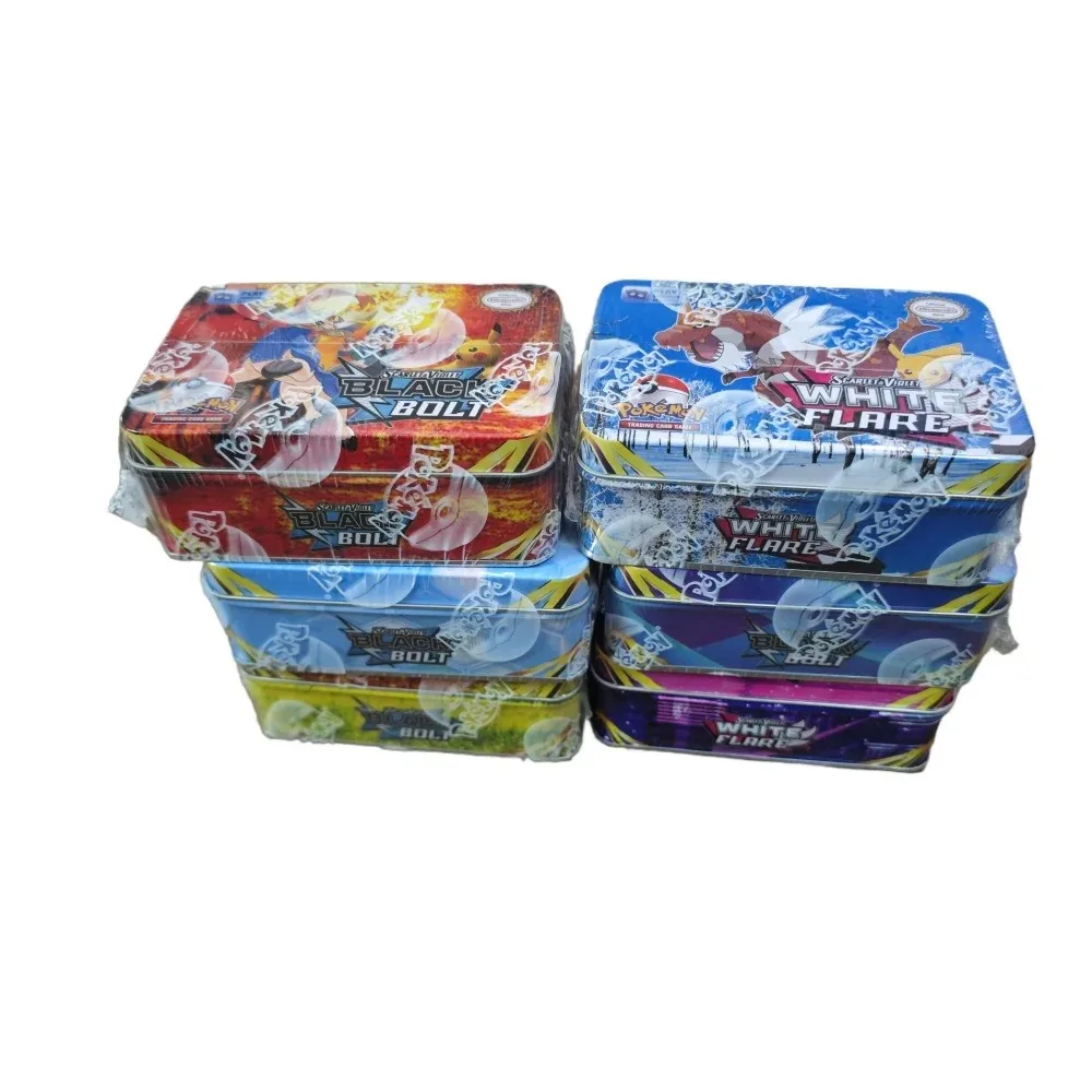 Lo último de 42 Uds./1 caja de tarjetas bancarias de Pokémon, juguete para niños, caja de Metal de hierro, juego de batalla, cartas comerciales, tarjetas de colección, regalos de Pikachu