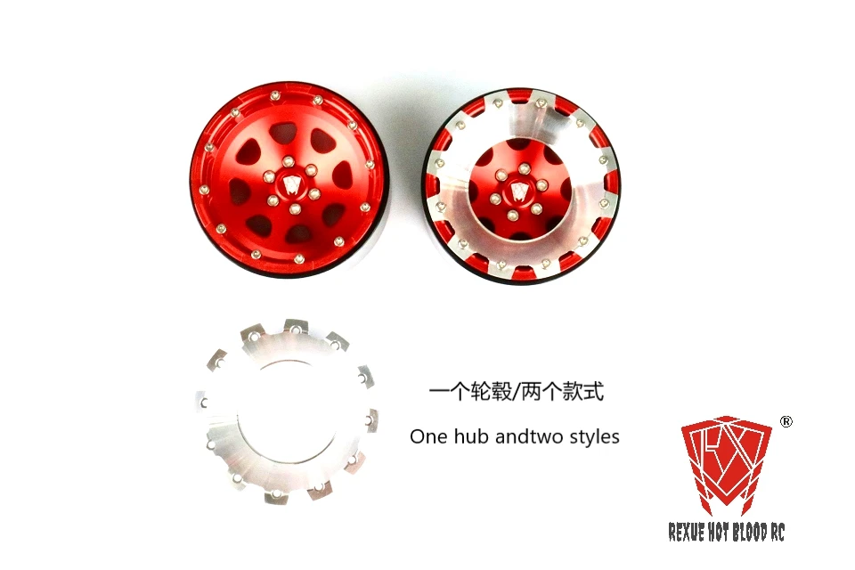 4 Uds. Llantas de aleación de aluminio 2,2 Beadlock para 1/10 RC Rock Crawler Axial SCX10 RR10 Wraith 90056 TRX4 TRX-6 cubo de rueda