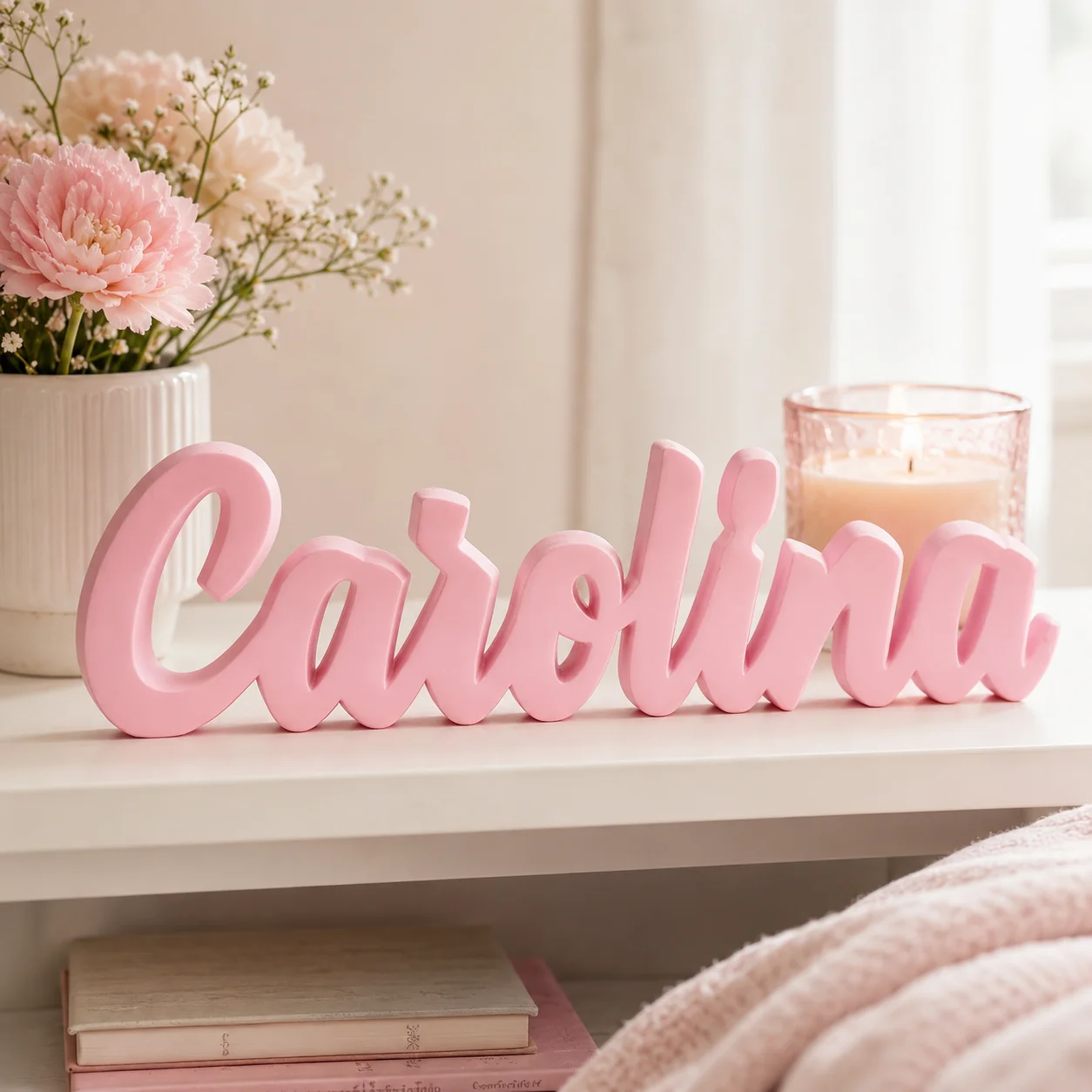 1pc Custom cartoon style PVC Wooden Name Plaque, Bedroom Room Table Decor,Ornament for Nursery Baptism Wedding Anniversary Gift