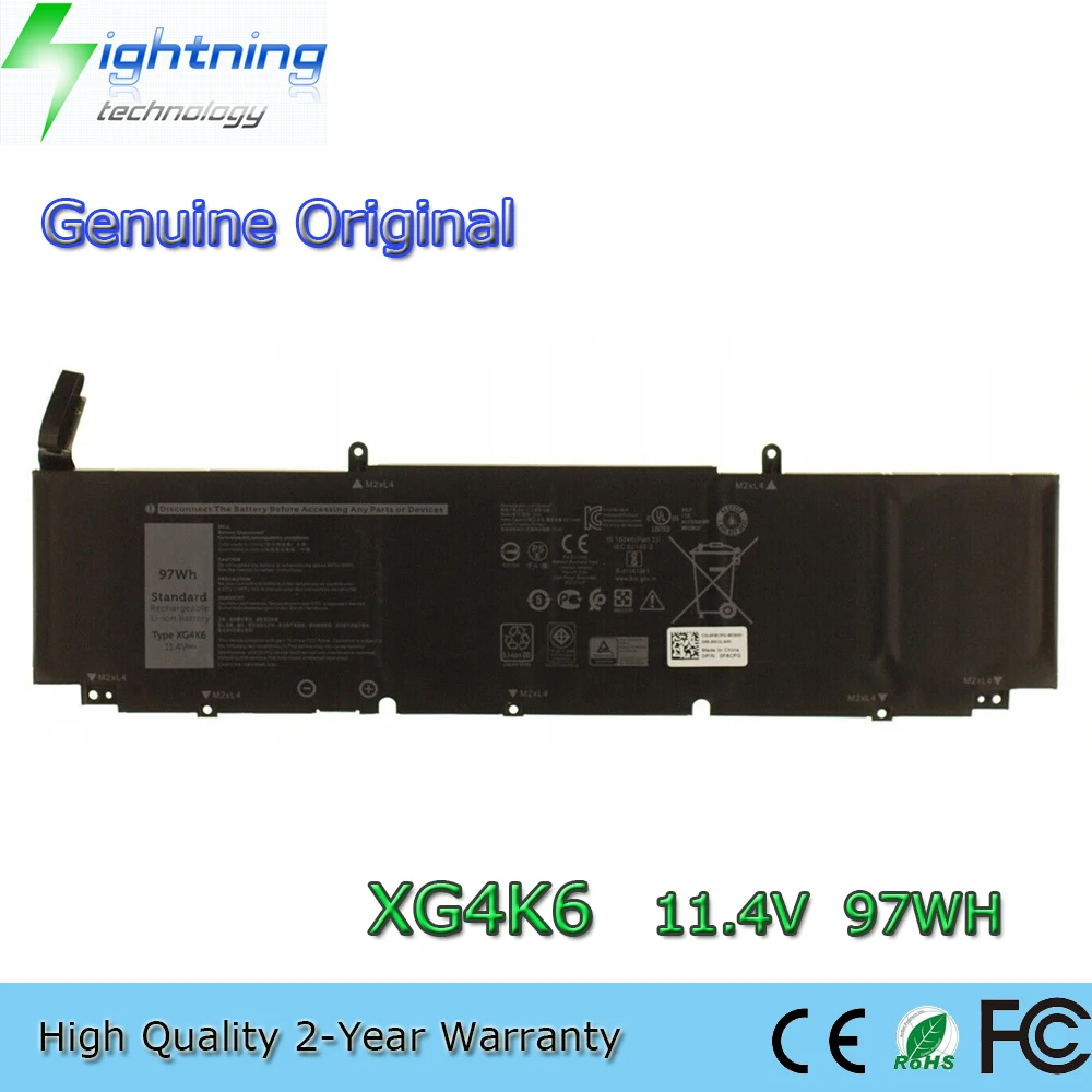 Nova Bateria Original Genuína do Portátil Xg4k6 11.4v 97wh para Dell Xps 17 9700 01rr3 F8cpg Série